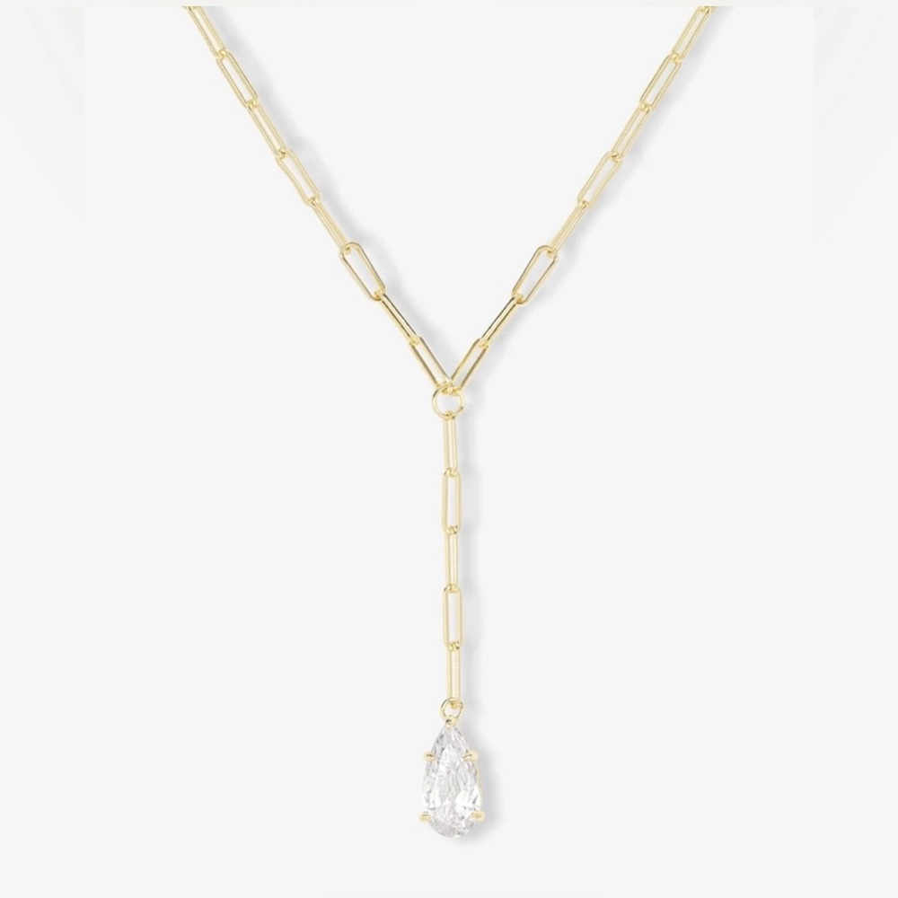 Baby Samantha Teardrop
Lariat Necklace
Gold White Diamondettes - Picture 2 of 5